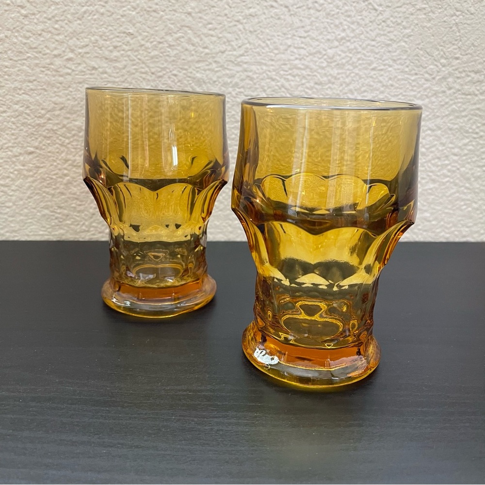 Vintage Anchor Hocking Georgian Amber Honeycomb Glasses - Picture 3 of 8